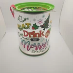 Holiday Eat Drink And Be Merry Design Plastic Round Container W Smart Living. Fixed Price $9.99.