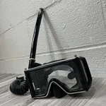 Vintage Aqua Lung Wrap Around Scuba Diving Mask Snorkel Tempered Glass Wide View. Fixed Price $49.00.