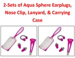 2-PACK Aqua Sphere Soft Silicone Earplugs, Nose Clip, Lanyard, Carrying Case. Fixed Price $19.95.