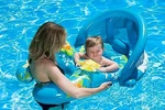 Poolmaster Mommy And Me Swimming Baby Float With Sun Shade, 1 Child - Blue. Fixed Price $32.99.