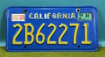 California License Plate #2B62271 March 84 Blue Yellow (1). Fixed Price $35.00.