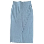 4TH & Reckless Nwt Women Slate Blue Faux Wrap Front Ribbed Midi Pencil Skirt. Fixed Price $28.00.