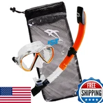 Ist Snorkeling Combo Set Mask Semi-dry Mesh Travel Bag Orange Adult. Fixed Price $93.92.