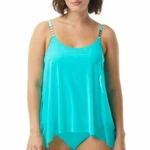 Coco Reef Swimwear Mesh-layer Bra-sized Tankini Top Aqua Green 32C $96. Fixed Price $22.41.