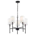 Home Decorators Dawson 5-LIGHT Chandelier Matte Black Finish White Fabric Shades. Fixed Price $44.95.