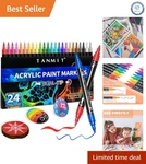 Innovative Acrylic Paint Markers: 24 Colors With Dual Tip Design, Waterproof. Fixed Price $15.15.