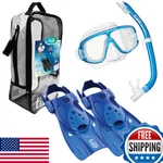 Tusa Sport Adult Platina Hyperdry Mask Snorkel Fins Travel Set Clear Blue Large. Fixed Price $118.59.