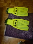 Scubapro "twin Jet" Fins With Open Heel And Strap Sz Large Yellow Used. Fixed Price $30.00.