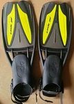 Scubapro Jet Sport Adjustable Fins Large Black Gray Yellow Diving Swim Snorkel. Fixed Price $59.99.