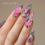 Mauve Floral Hibiscus Palm Leaf Nail Decals Water Transfer Wraps. Fixed Price $7.49.