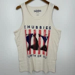 Chubbies Tank Top Men's Size White Cream Fourth Of July 4TH Usa Cotton New Nwt. Fixed Price $12.95.