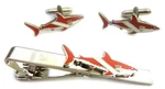 Scuba Great White Shark Flag Diving Ocean Tie Bar Clip Links Set. Fixed Price $32.99.