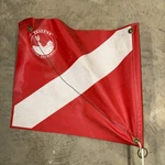 Vintage Trident Scuba Diver Down Flag And Float 13.5 X 16 Preowned Made Usa. Fixed Price $24.99.