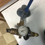 Sherwood Gas Regulator With Pressure Gauge Brass Blue Handle. Fixed Price $33.75.