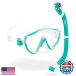Cressi Tinetto & Iguana Dry Mask Snorkel Kits, Aqua Green/white. Fixed Price $74.71.