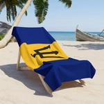 Barbados Flag Beach Towel Trident Nautical Stripe. Fixed Price $30.00.