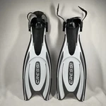 Cressi Frog Plus Open Heel Adjustable Fins Black White Adult Size Small/medium. Fixed Price $35.00.