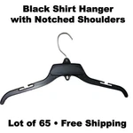 Lot Of 65 Black Standard Plastic Garment Hangers 17" Wide Free Shipping. Fixed Price $22.00.