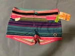Roxy Girls Striped Pink Blue Board Shorts Size Medium 10 Kids Nwt. Fixed Price $14.99.