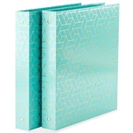 Geometric Gold Foil Aqua 3 Ring Set Of 2-1 Inch Binders. Fixed Price $22.99.
