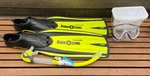 New Caravelle Aqua Lung Snorkel Set, Tusa Serene Mask And Size 6-7. Fixed Price $40.00.