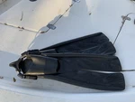 Used Atomic Aquatics Split Fins, Smoke, Small Medium. Fixed Price $50.00.