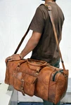 Real Brown Leather Duffle Bag Innovative Weekend Travel Aircabin Luggage. Fixed Price $81.39.