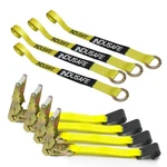 4 Pack Flat Hook Car Tie Down Straps Auto Hauler Ratchet Kit Side Mount. Fixed Price $57.99.