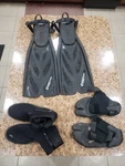 Sherwood Fusion Open Heel Fins W/ Spring Strap Size Small Medium Booties. Fixed Price $30.00.