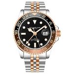 Stuhrling Aqua-diver 3968 Quartz Men's 2 Tone Bracelet Black Dial Watch. Fixed Price $495.00.