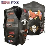 Vest Leather Biker Black Real Cow Motorcycle 23 Patches Us Flag Eagle Mc ELM3920. Fixed Price $69.99.