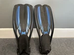 Sherwood Elite Scuba Fins Large Steel Blue Adjustable Strap Used. Fixed Price $40.00.