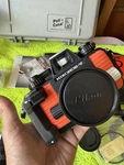 Nikonos-v Orange Underwater Film Camera With Lenses And Protective Case. Fixed Price $450.00.