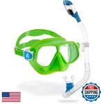 Cressi Rombo & Mini Dry Mask Snorkel Kits, Lime/azure/clear. Fixed Price $98.77.