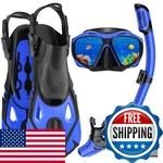 Snorkeling Gear For Adults Mask Fin Set Dry Top Panoramic View Anti-leak. Fixed Price $58.49.