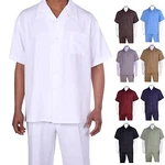 Men's 2PC Walking Suit Short Sleeve Casual Shirt & Pants Set Solid Color 2954. Fixed Price $44.99.