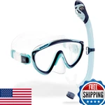 Cressi Tinetto & Iguana Dry Mask Snorkel Kits, Navy/ice Cyan. Fixed Price $85.27.