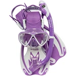 Used Cressi Junior Rocks Dry Mask Fin Snorkel Set-lilac / White-small Medium. Fixed Price $36.95.