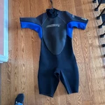 Oneill Reactor Mens Short Sleeve Springsuit Wetsuit Black Blue Grey Size 3799. Fixed Price $45.00.