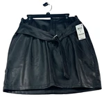 Bar Iii Faux Leather Skirt Womens Size 6 Black 2 Pockets Front Zipper Belt New. Fixed Price $15.00.