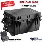 Pelican 1660 Protector Case On Wheels With Foam - Black. Fixed Price $599.95.