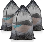 New Pieces Large Mesh Laundry Bag 24X36 Inch Wash With Drawstring Black. Fixed Price $13.99.