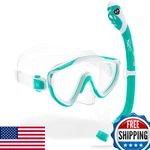 Cressi Tinetto & Iguana Dry Mask Snorkel Kits, Aqua Green/white. Fixed Price $82.37.