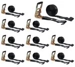 10PK 2"X30' Black Ratchet Straps W/ Flat Hooks 3333 Lbs Wll Tie Down. Fixed Price $168.99.