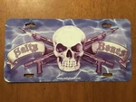 Salty Bones License Plate Booster Vintage Skull Speargun Spearfishing Novelty. Fixed Price $15.48.