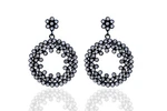 Oscar Designer Fashion Black Plated Cz Stone Handmade Round Earrings Women 1030. Fixed Price $20.81.