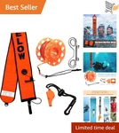5FT Surface Marker Buoy Smb Safety Sausage With Reel Clip Whistle Diving Gear. Fixed Price $80.98.
