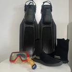 U.s. Divers Aqua-lung Large Snorkeling Set With Fins, Mask, Snorkel, And Boots. Fixed Price $54.99.
