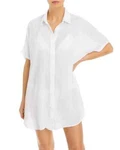 Nwt Aqua Swim White Button-down Cover Up Tunic Small YMY1023. Fixed Price $13.00.