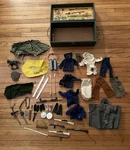 Vintage 60S 70S Gi Joe Locker Box Army Trunk Scuba Navy Accessories Lot Of 40. Fixed Price $124.99.